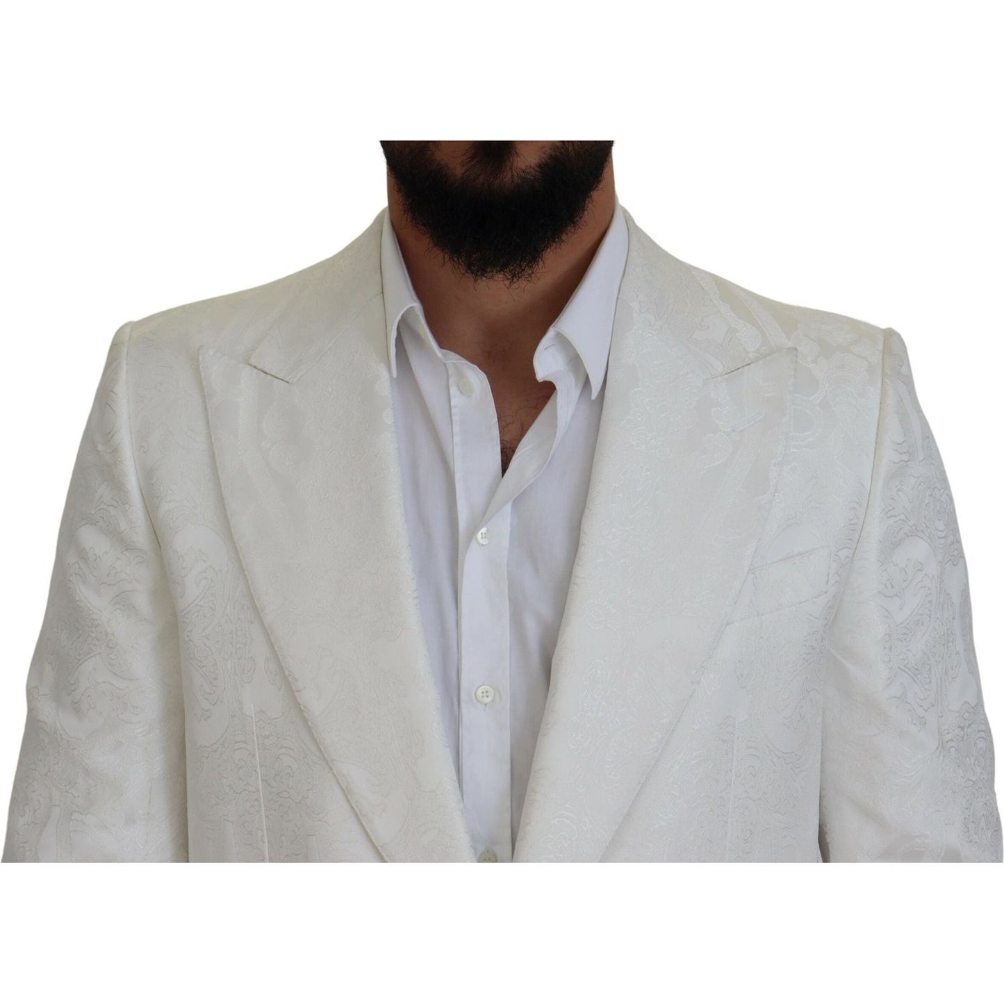 Dolce & Gabbana White Floral Brocade Trench Coat Jacket KOS2159 - 48