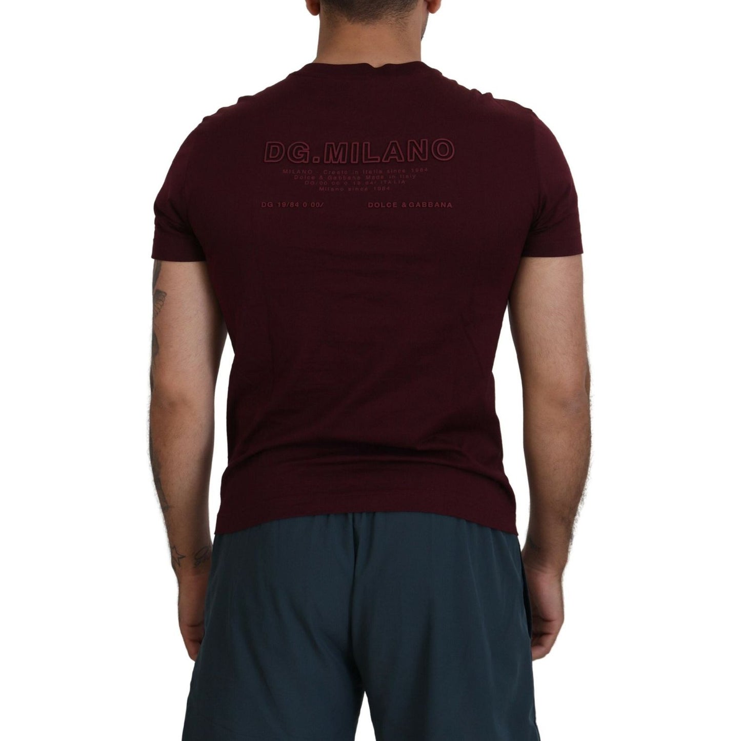 Dolce & Gabbana Maroon Printed Short Sleeves Men T-shirt TSH83682 - 42