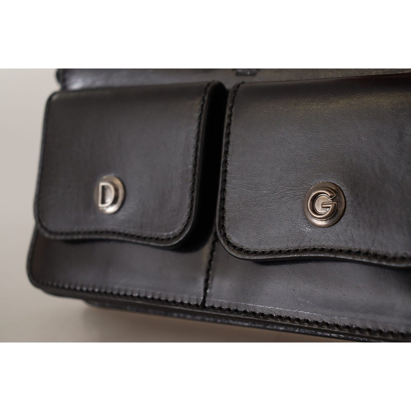 Dolce & Gabbana Black Leather Wristlet Mini Bag Card Bill Wallet VAS130274