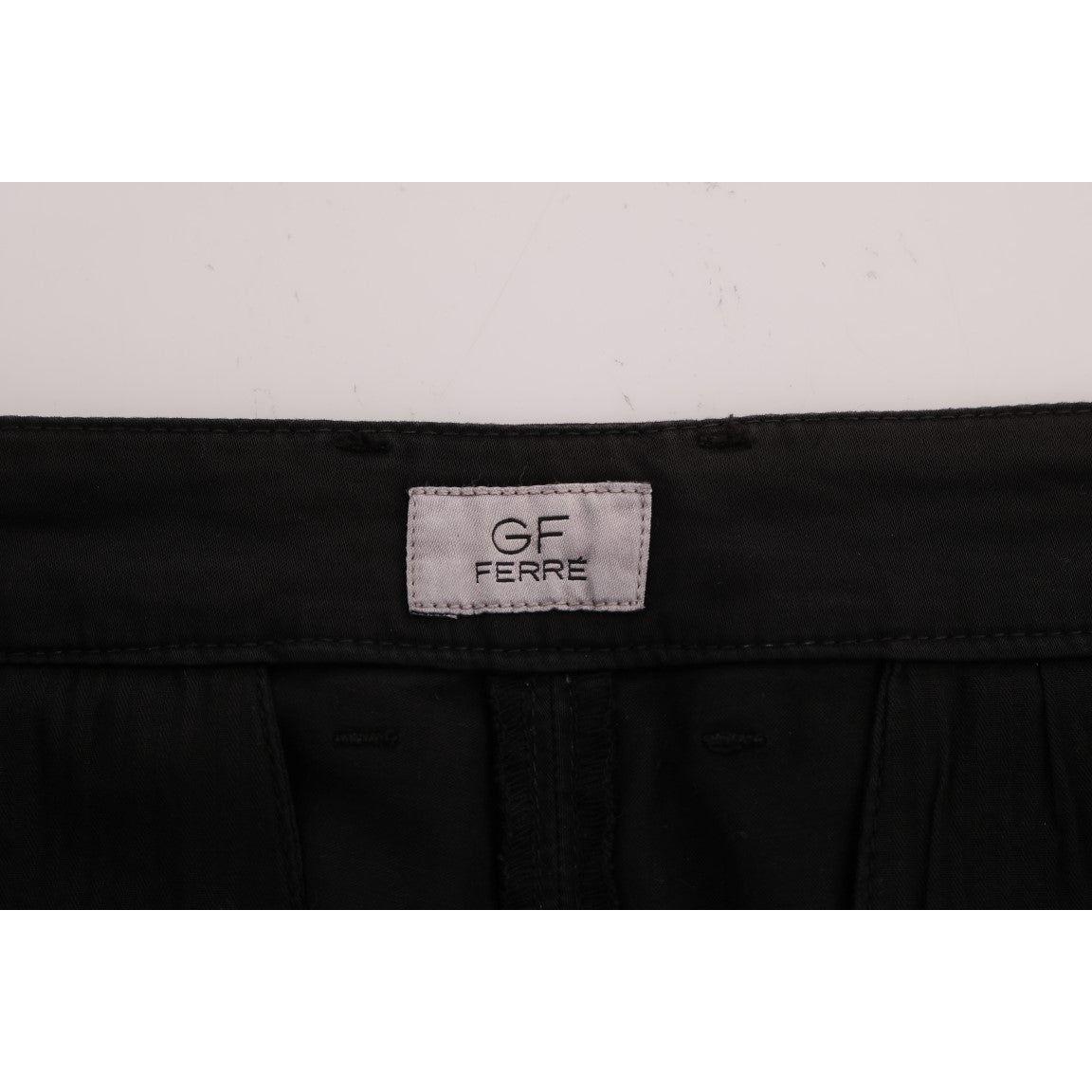 GF Ferre Black Cotton Stretch Chinos Pants SIG60461-1