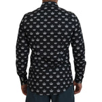 Dolce & Gabbana Black Crown Print GOLD Slim Shirt TSH83660-39