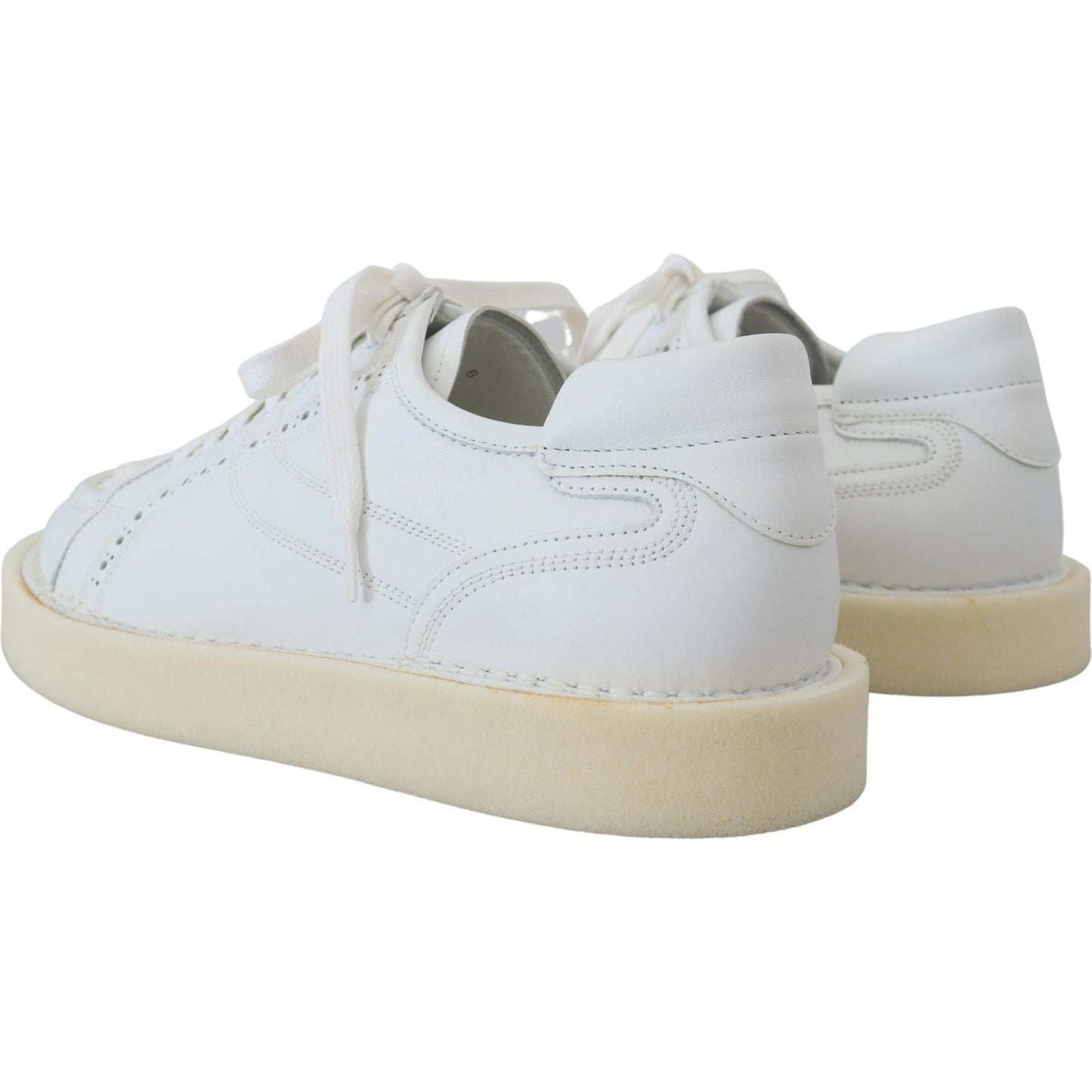 Dolce & Gabbana White Leather Low Top Oxford Sneakers Casual Shoes MV4884-40