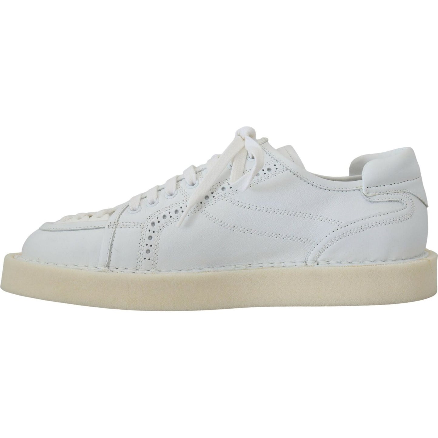 Dolce & Gabbana White Leather Low Top Oxford Sneakers Casual Shoes MV4884-40