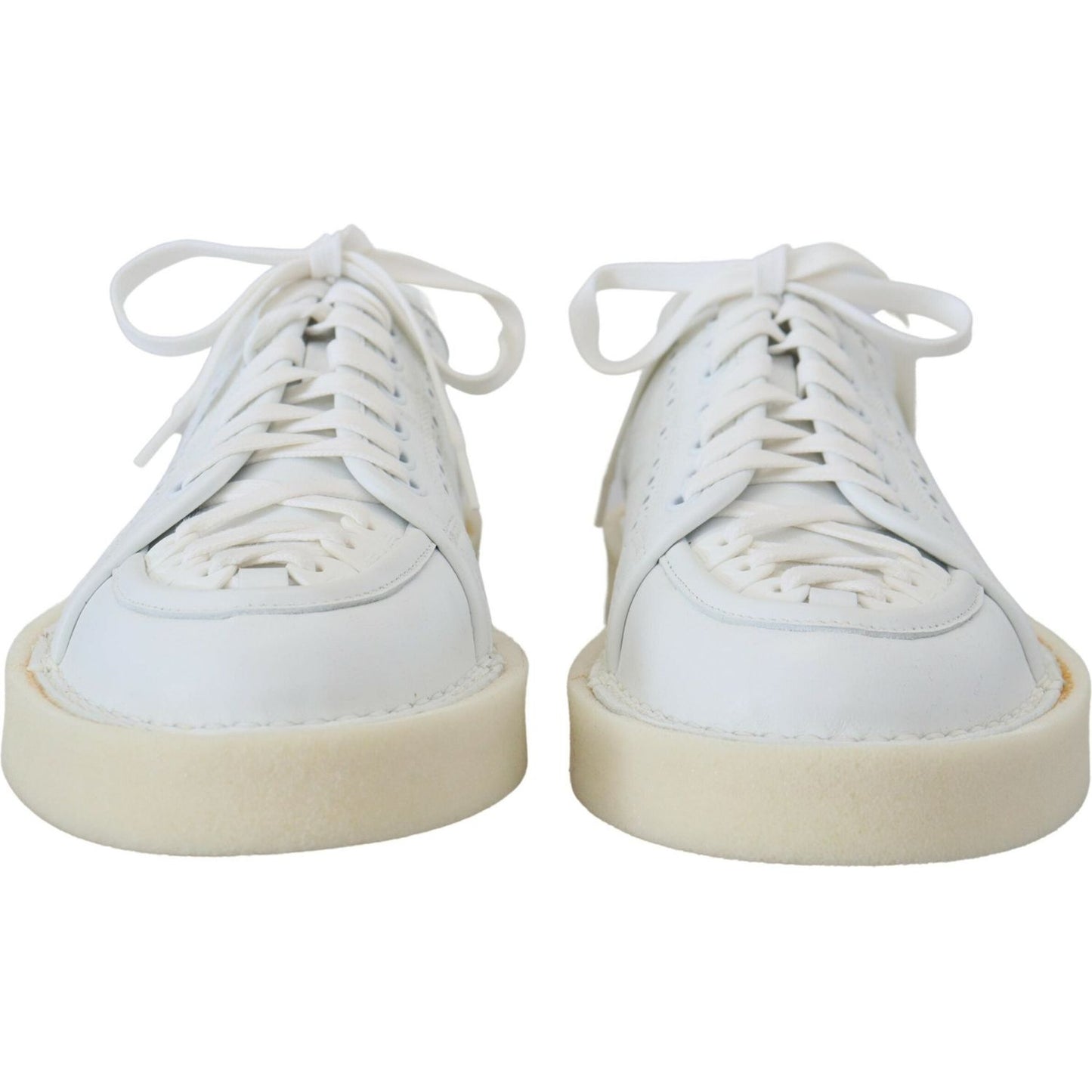 Dolce & Gabbana White Leather Low Top Oxford Sneakers Casual Shoes MV4884-40