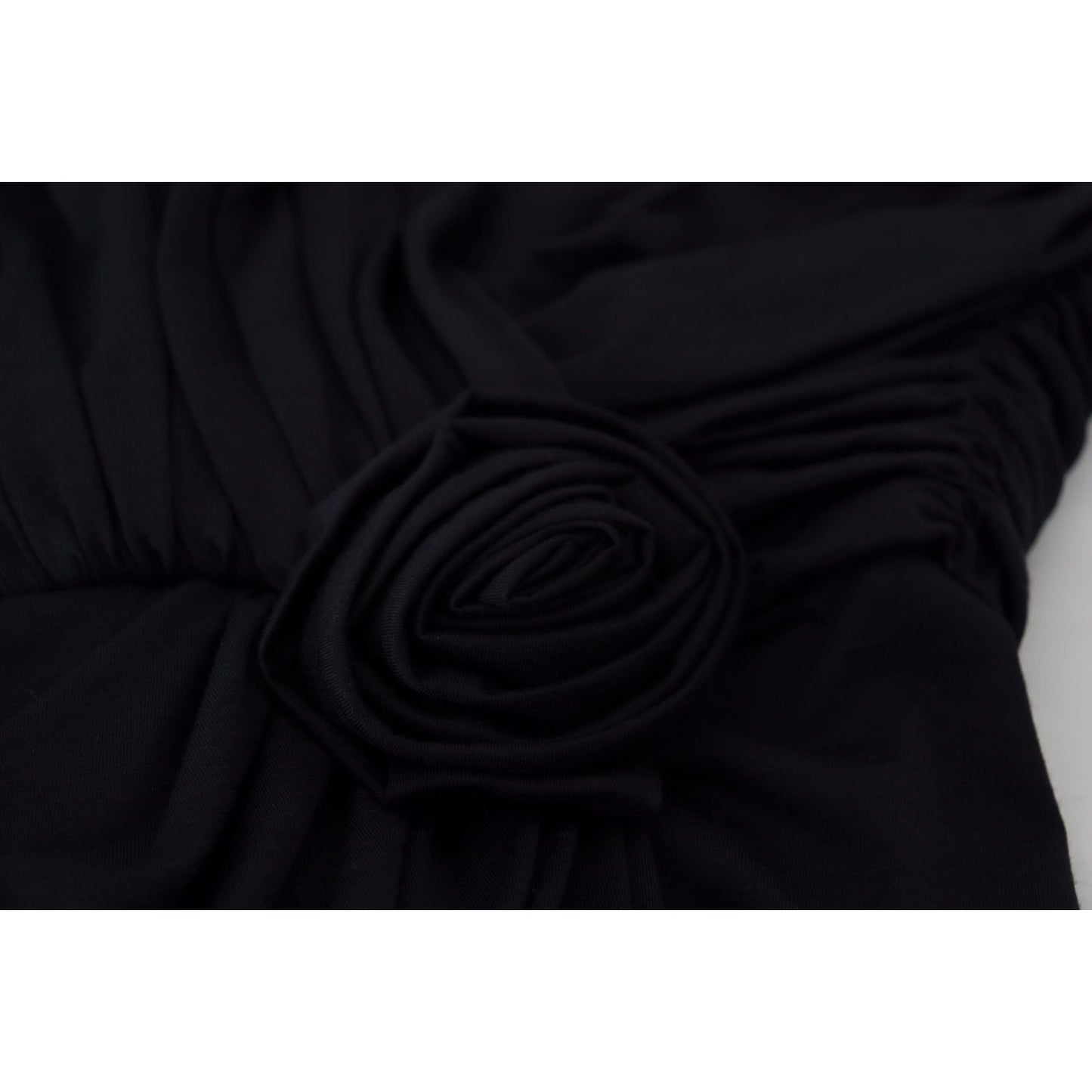 Dolce & Gabbana Black Wrap Sheath One Shoulder Wool Dress DR28903-38
