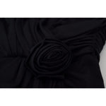 Dolce & Gabbana Black Wrap Sheath One Shoulder Wool Dress DR28903-38