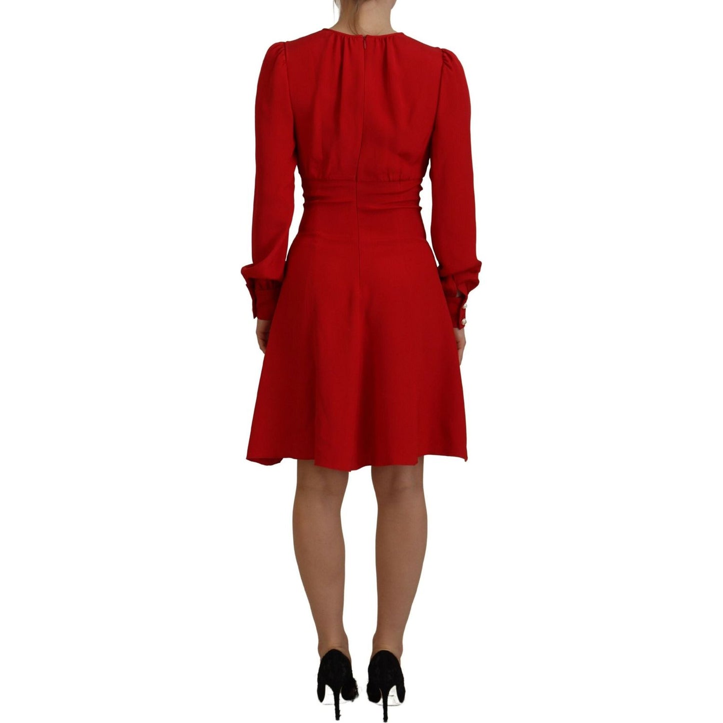 Dolce & Gabbana Red Silk Sheath A-line Knee Length Dress DR28907-38
