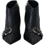 Dolce & Gabbana Black Devotion Quilted Buckled Ankle Boots Shoes LA10155- 39