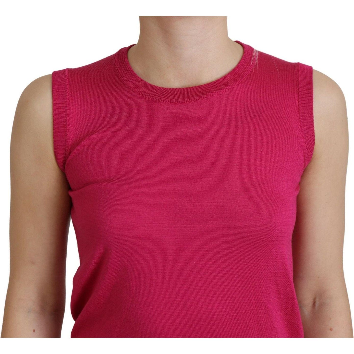 Dolce & Gabbana Pink Silk Vest Pullover Crewneck Tank Top TSH8147- 36