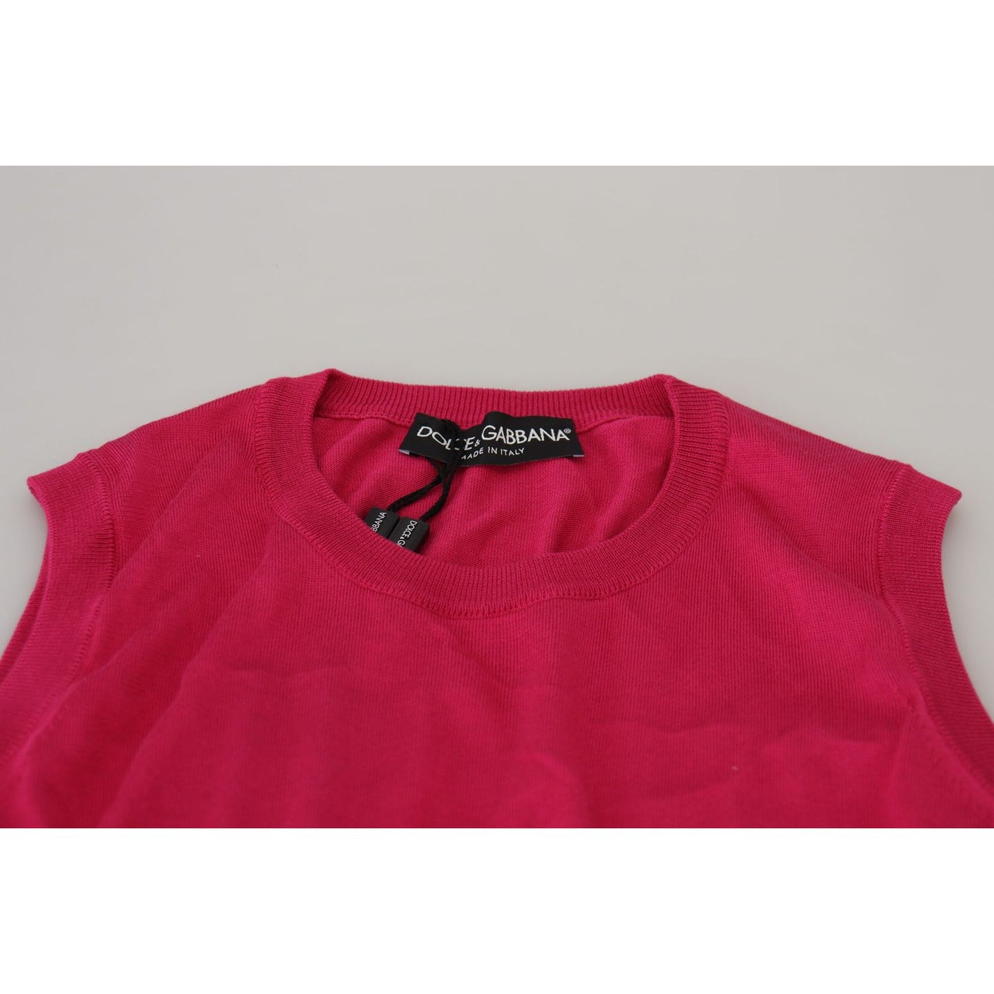 Dolce & Gabbana Pink Silk Vest Pullover Crewneck Tank Top TSH8147- 36