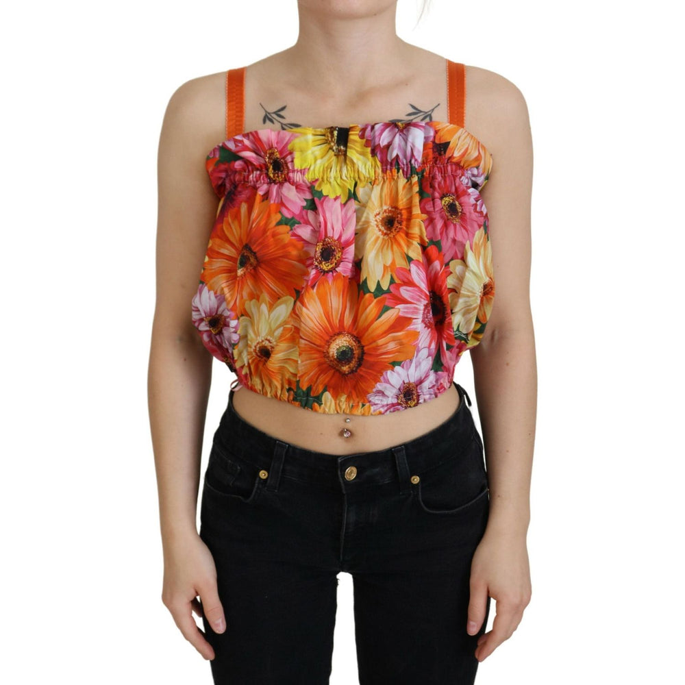 Dolce & Gabbana Blouse Cropped Floral Cotton Tank Top TSH83148- 40