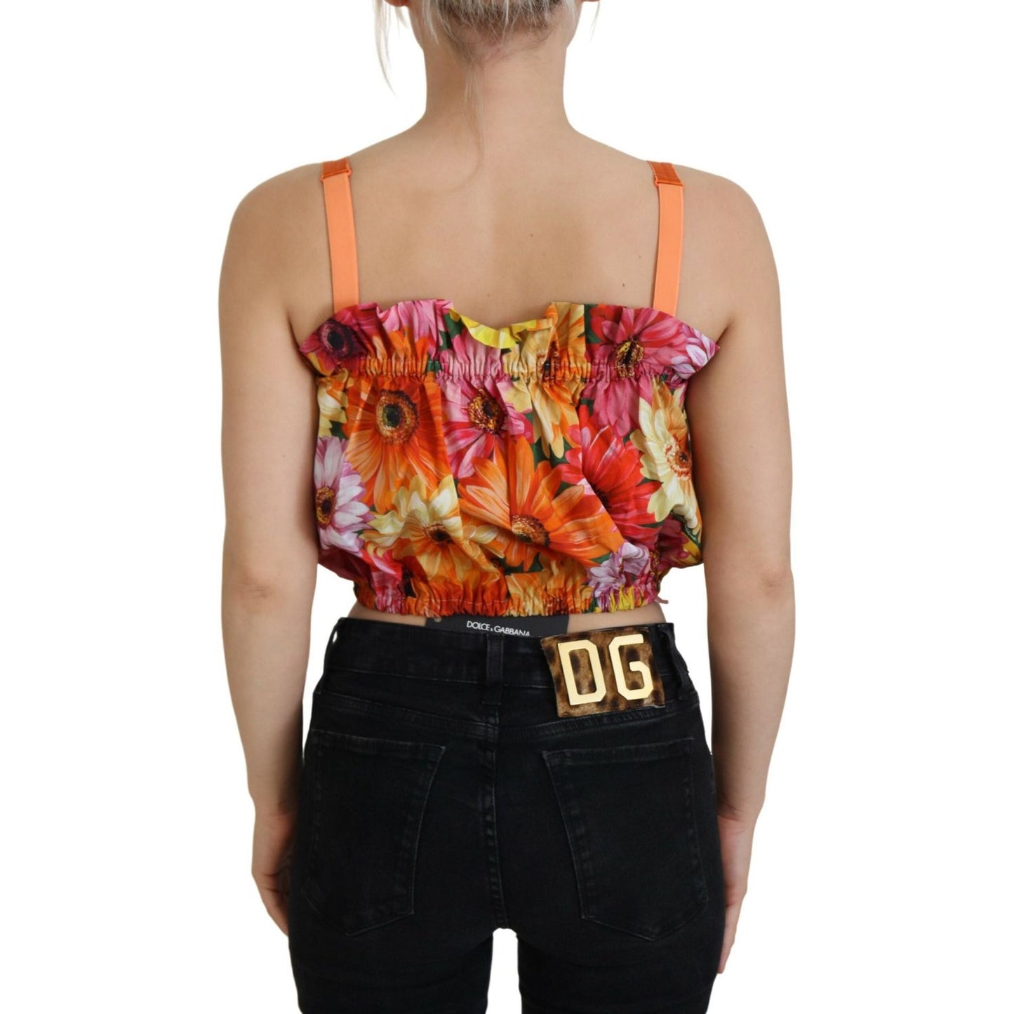 Dolce & Gabbana Blouse Cropped Floral Cotton Tank Top TSH83148- 40