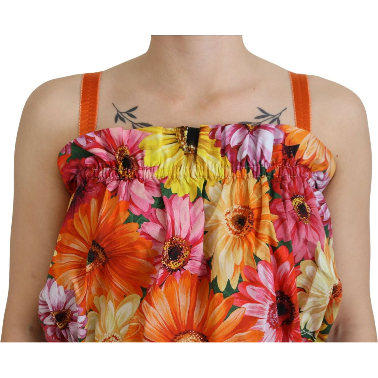 Dolce & Gabbana Blouse Cropped Floral Cotton Tank Top TSH83148- 40