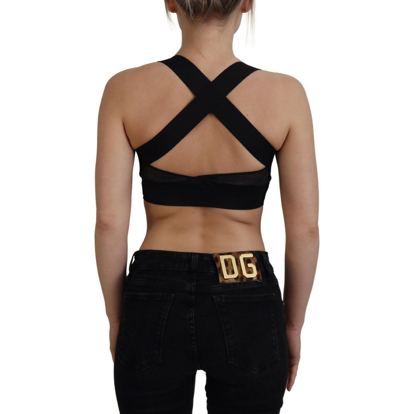 Dolce & Gabbana Black Gold Sleeveless Cropped Bustier Top TSH83768- 40