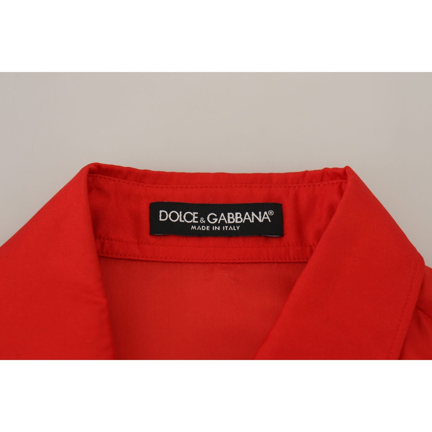 Dolce & Gabbana Red Silk Collared Long Sleeves Dress Shirt Top