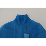 Dolce & Gabbana Blue Mesh Turtleneck Long Sleeve Blouse Top TSH83712-38