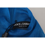 Dolce & Gabbana Blue Mesh Turtleneck Long Sleeve Blouse Top TSH83712-38