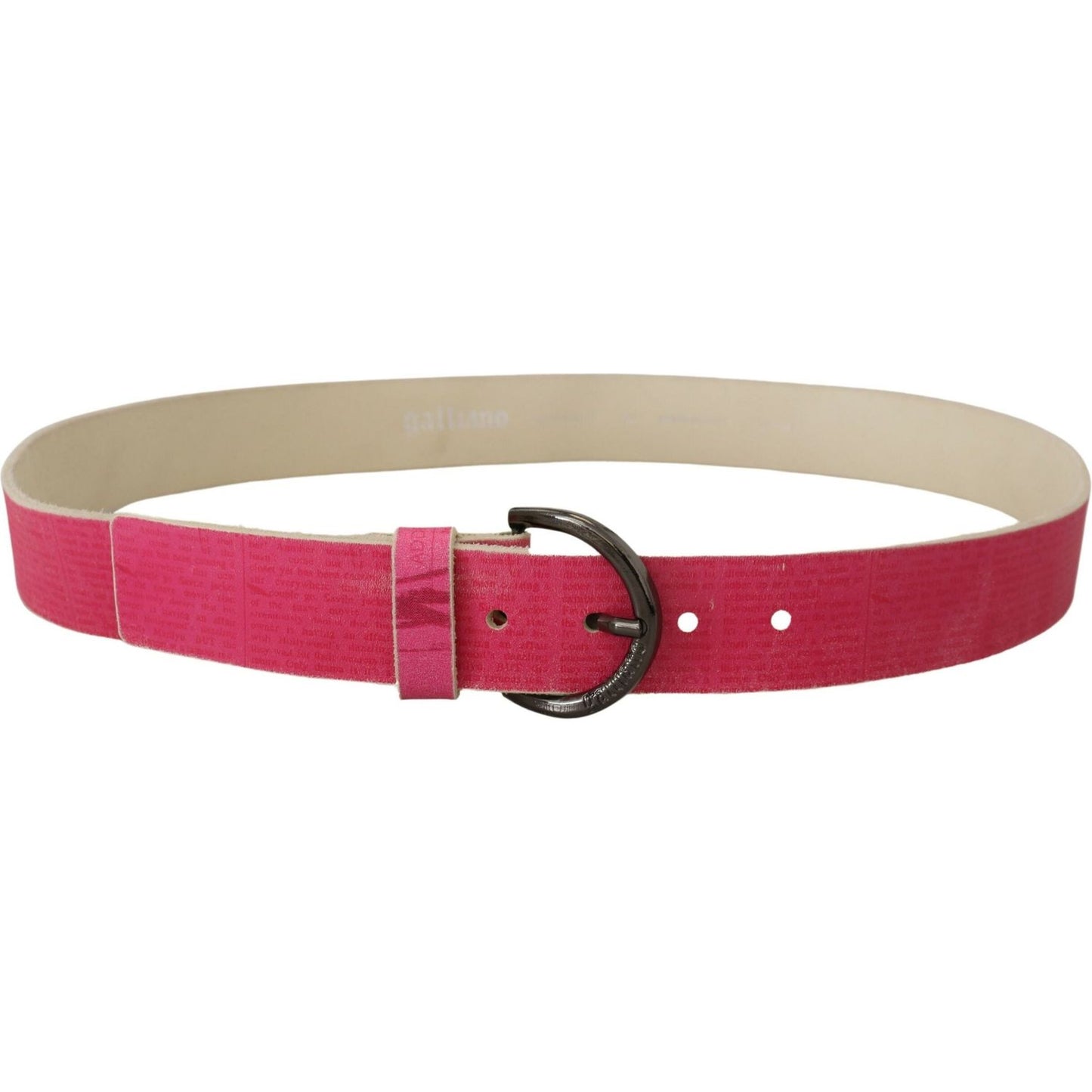 John Galliano Pink Leather Letter Logo Round Buckle Waist Belt WMB245-100