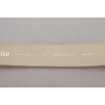 John Galliano Pink Leather Letter Logo Round Buckle Waist Belt WMB245-100