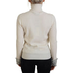 Dolce & Gabbana Ivory Turtleneck Distressed Cuff Pullover Sweater TSH84014-46