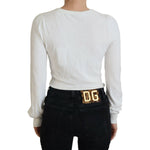 Patrizia Pepe Ivory V-Neck Long Sleeves Women Blouse Top TSH6998 -IT1