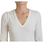 Patrizia Pepe Ivory V-Neck Long Sleeves Women Blouse Top TSH6998 -IT1