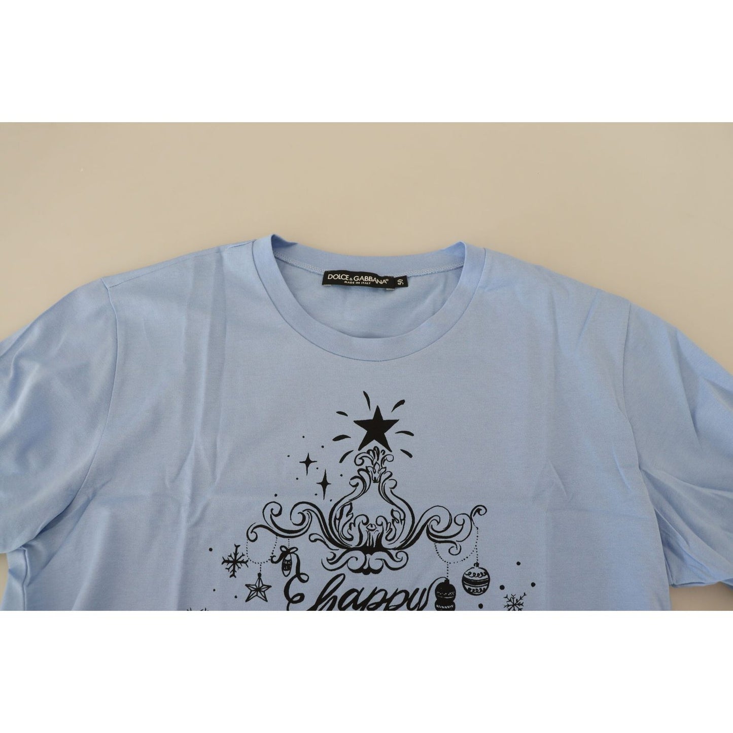 Dolce & Gabbana Light Blue Happy New Year 2017 Cotton T-shirt TSH83826- 50