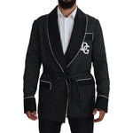 Dolce & Gabbana Black Robe Striped DG Patch Jacket Men Blazer JKT3620-46