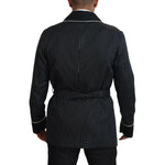 Dolce & Gabbana Black Robe Striped DG Patch Jacket Men Blazer JKT3620-46