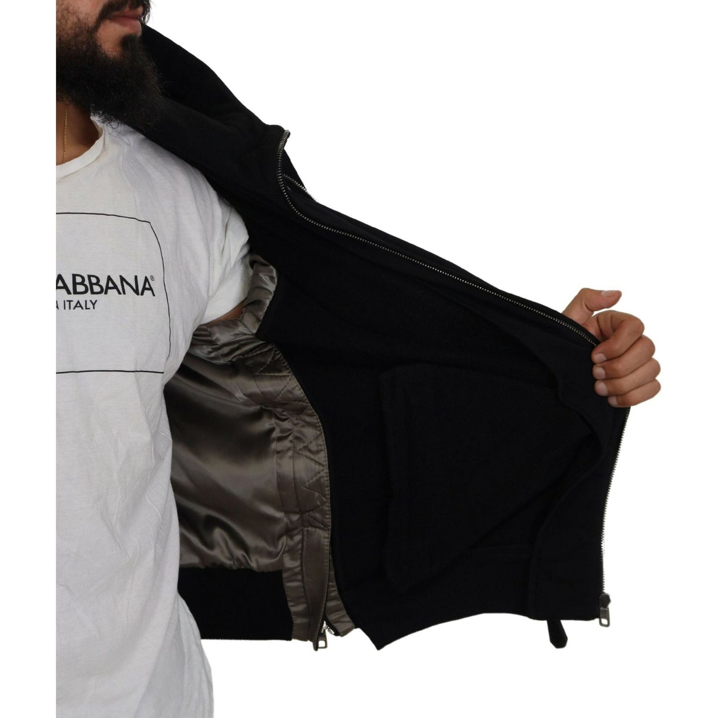 Dolce & Gabbana Black Nylon Hooded Full Zip Men Coat Jacket JKT3595-50