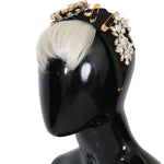 Dolce & Gabbana Black Crystal White Hair Parrucchiera Headband Diadem SMY1036