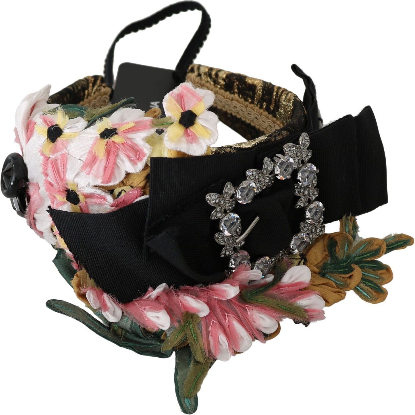 Dolce & Gabbana Multicolor Tiara Floral Crystal Bow Diadem Headband SMYK486
