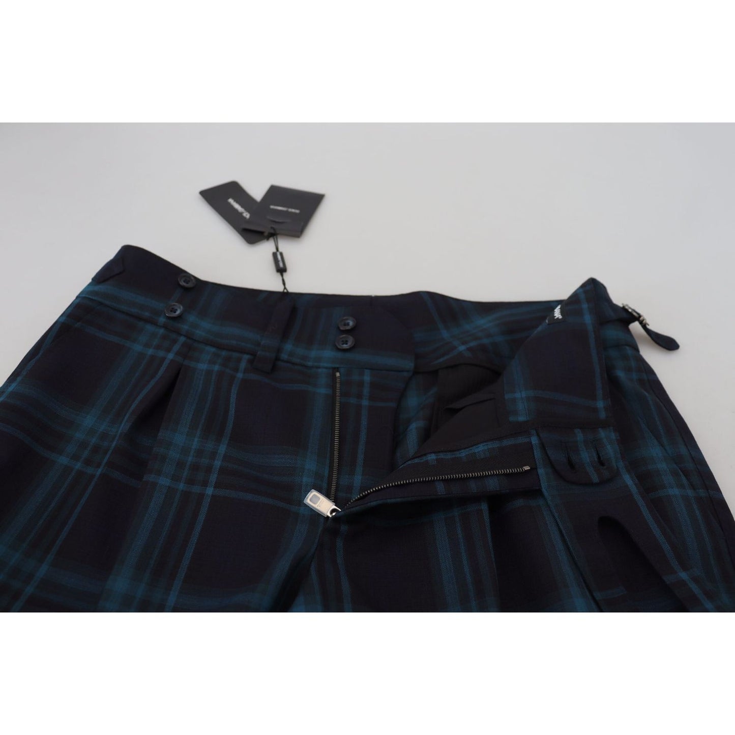 Dolce & Gabbana Blue Purple Plaid Wool Trousers Pants PAN74704-44