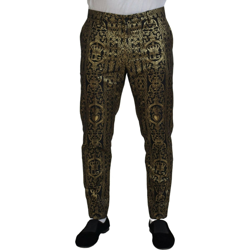 Dolce & Gabbana Black Gold Jacquard Dress Trouser Pants PAN74727- 48