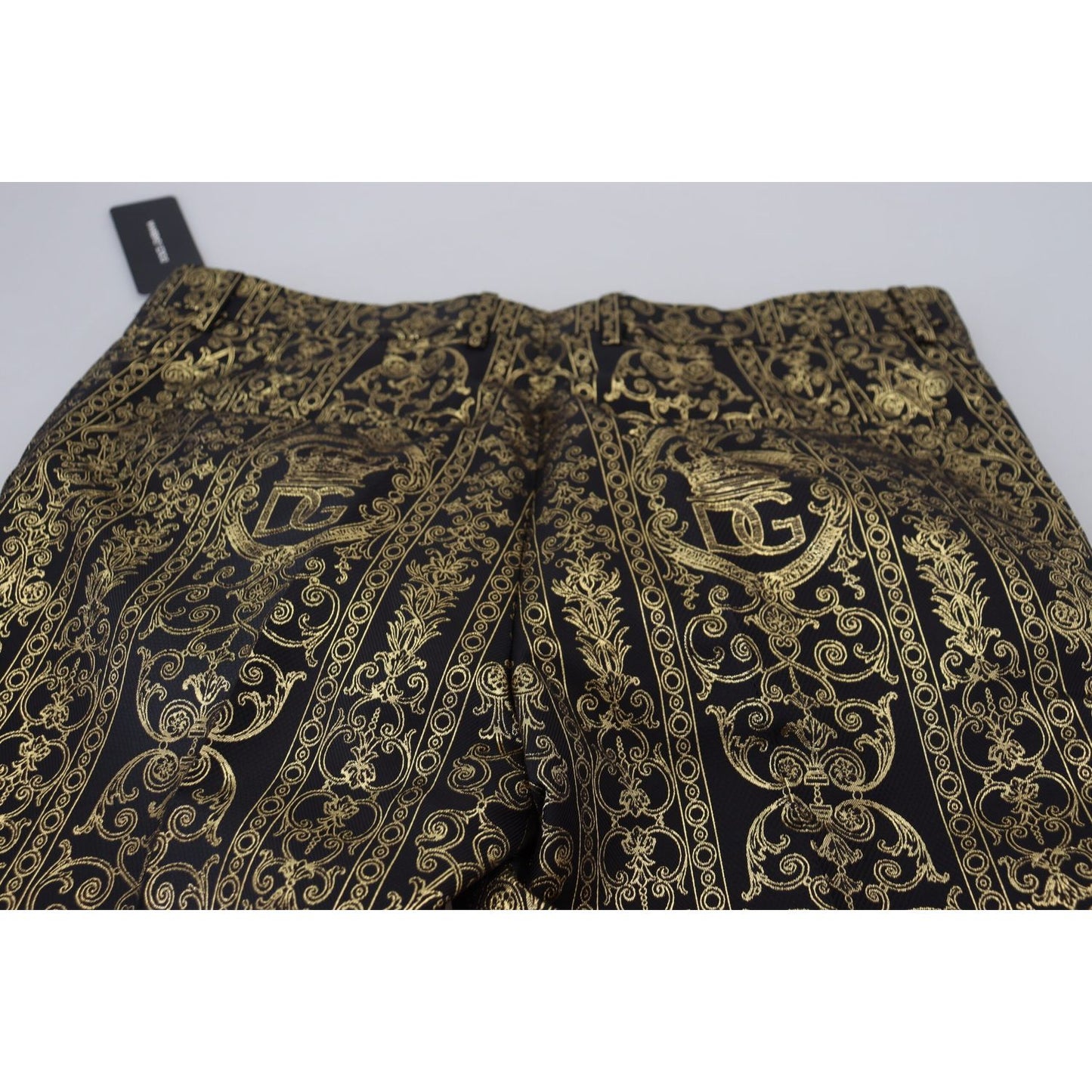 Dolce & Gabbana Black Gold Jacquard Dress Trouser Pants PAN74727- 48