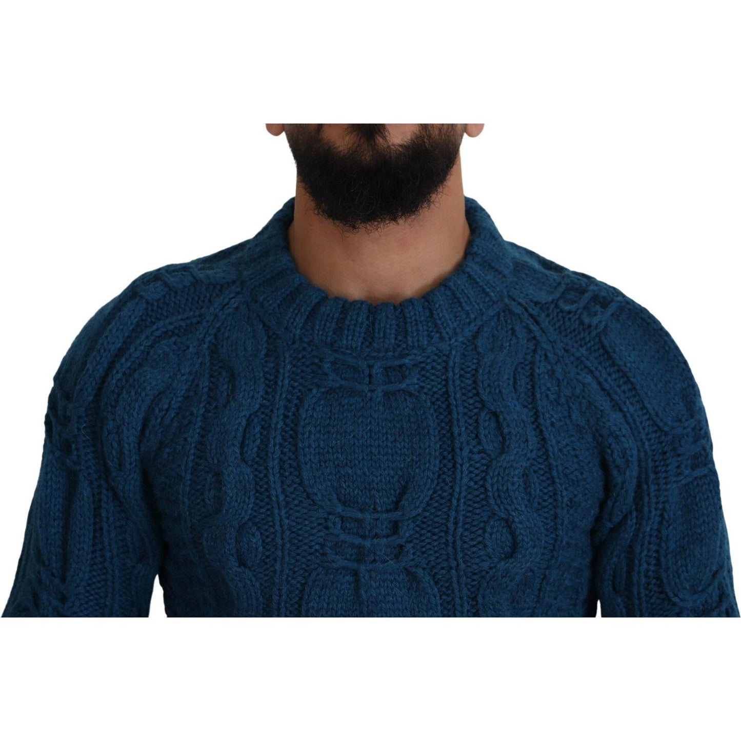 Dolce & Gabbana Blue Knitted Wool Alpaca Pullover Sweater TSH83882-44