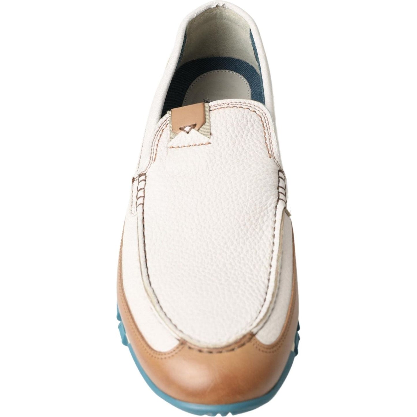 Dolce & Gabbana White Leather Loafers Moccasins Shoes MV5023- 41.5