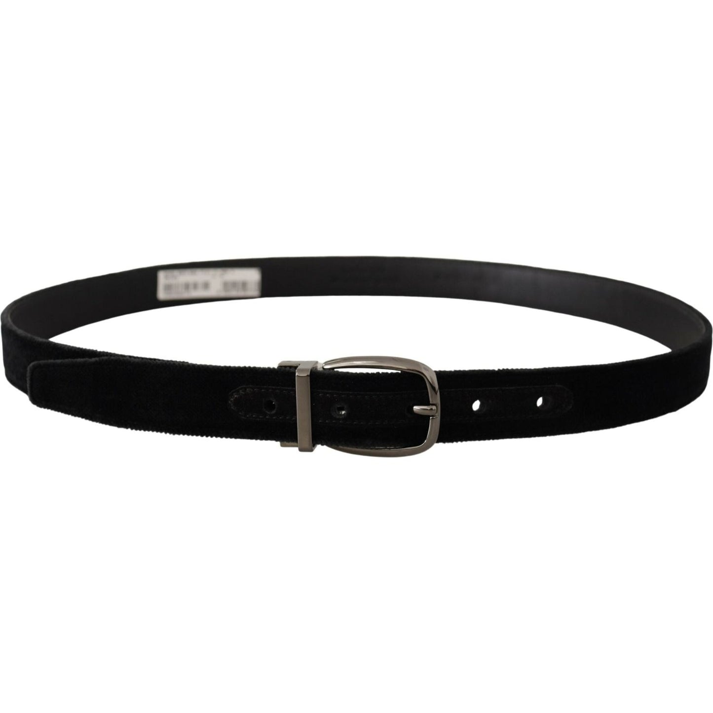 Dolce & Gabbana Black Velvet Classic Logo Engraved Metal Belt BEL8560-90