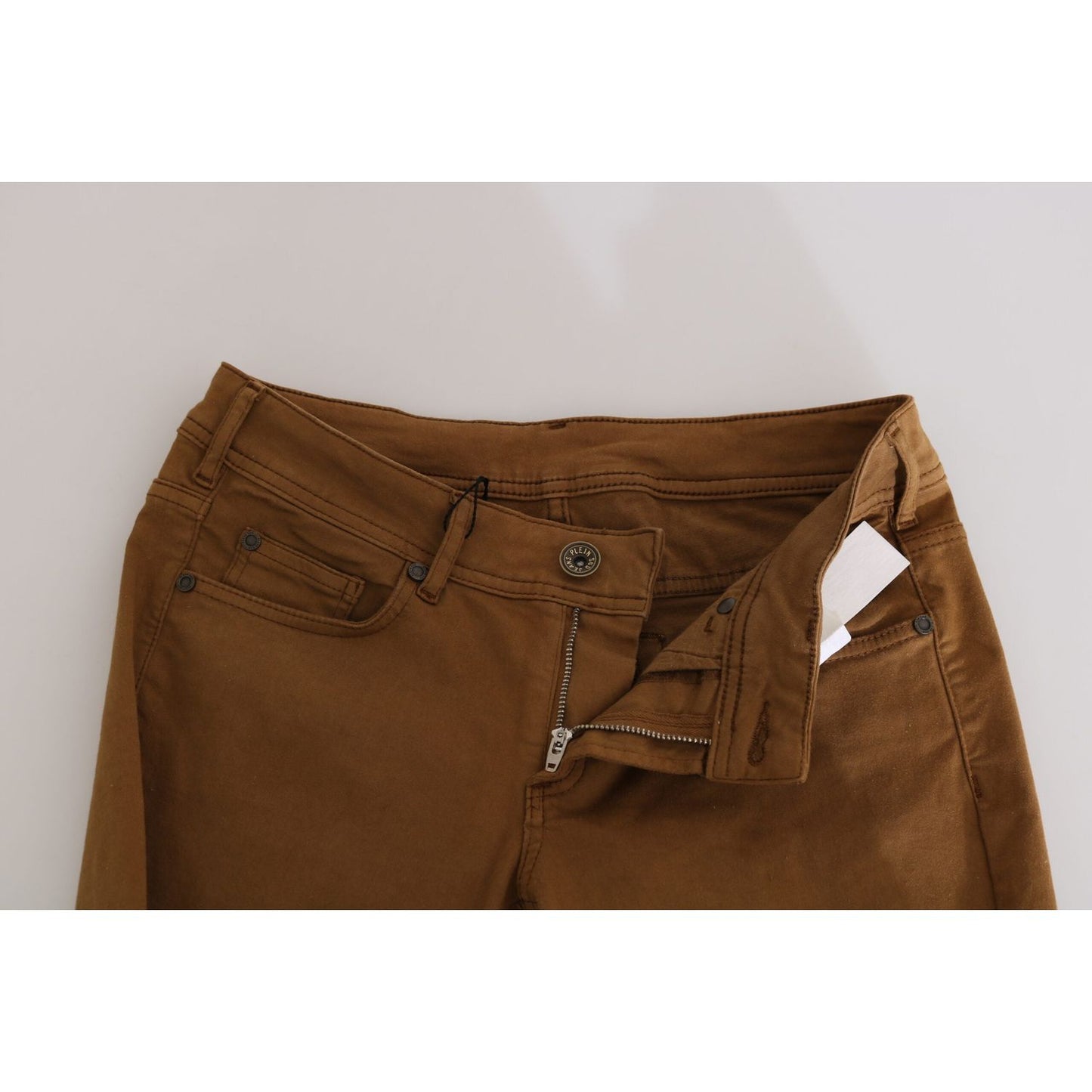 PLEIN SUD Brown Cotton Mid Waist Skinny Slim Fit Denim Jeans PAN70664-27