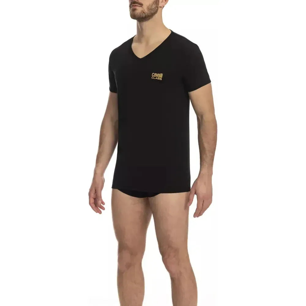 Cavalli Class Black Cotton Men's T-Shirt CA-23759-S