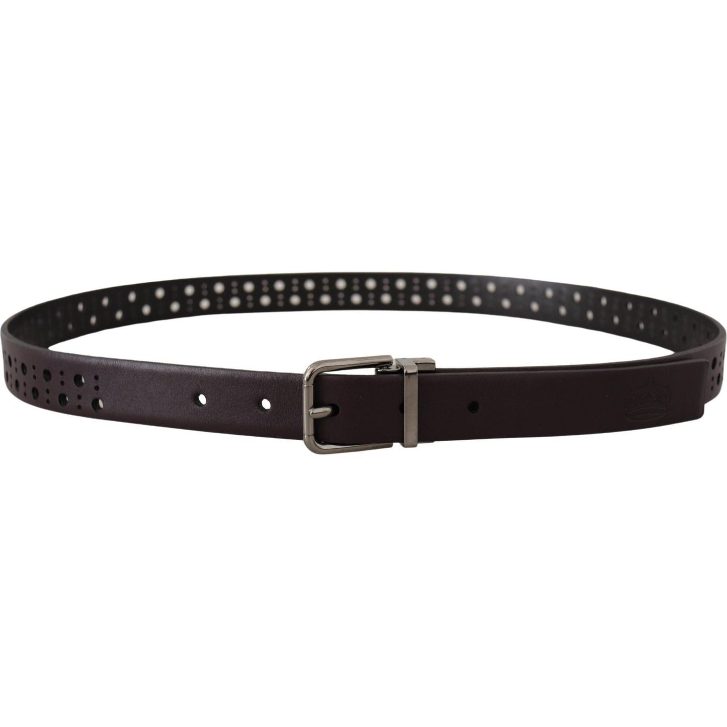 Dolce & Gabbana Dark Purple Perforated Leather Metal Buckle Belt BEL8642-90