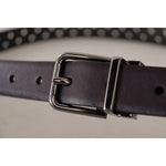 Dolce & Gabbana Dark Purple Perforated Leather Metal Buckle Belt BEL8642-90