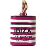 Dolce & Gabbana Fuchsia Dauphine Leather Logo Airpods Case SMY101173