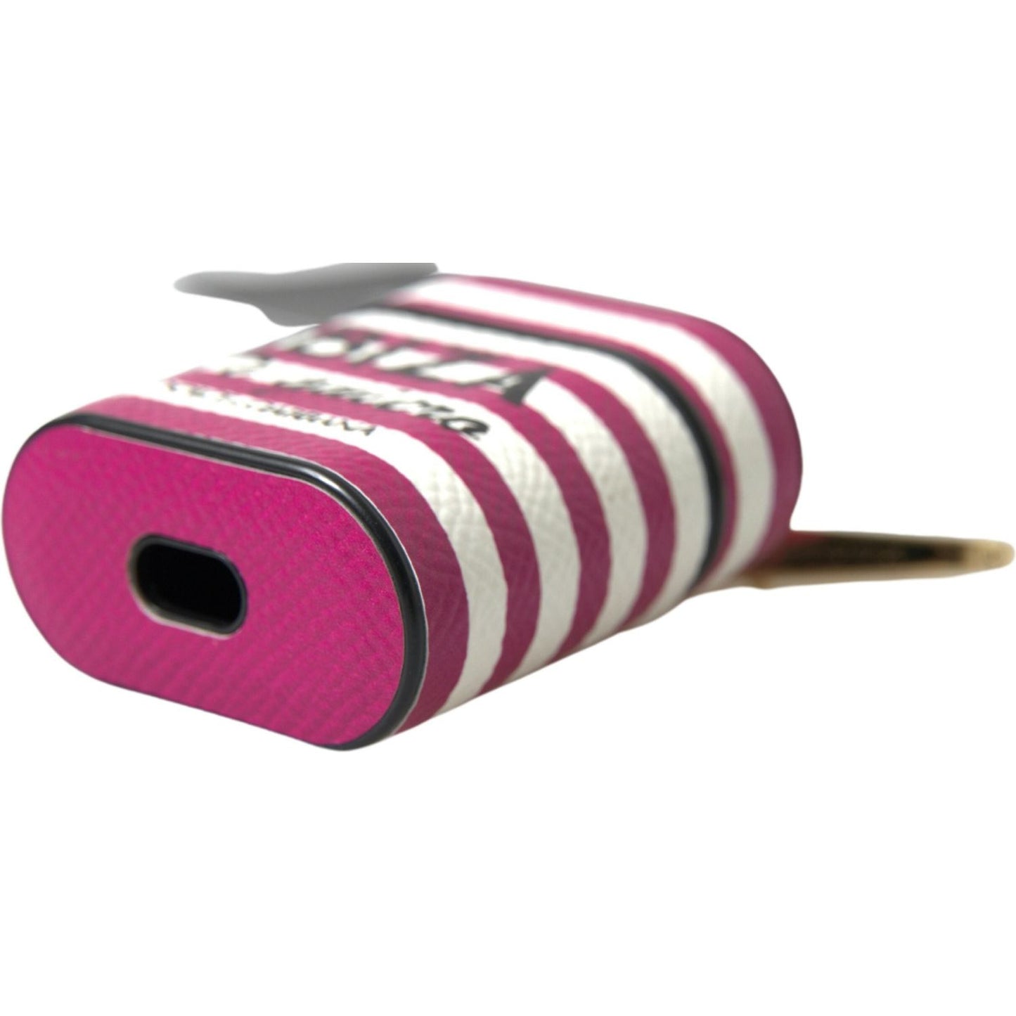 Dolce & Gabbana Fuchsia Dauphine Leather Logo Airpods Case SMY101173