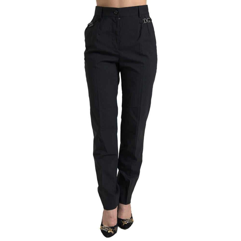 Dolce & Gabbana Black Wool High Waist Tapered Pants PAN74763-38