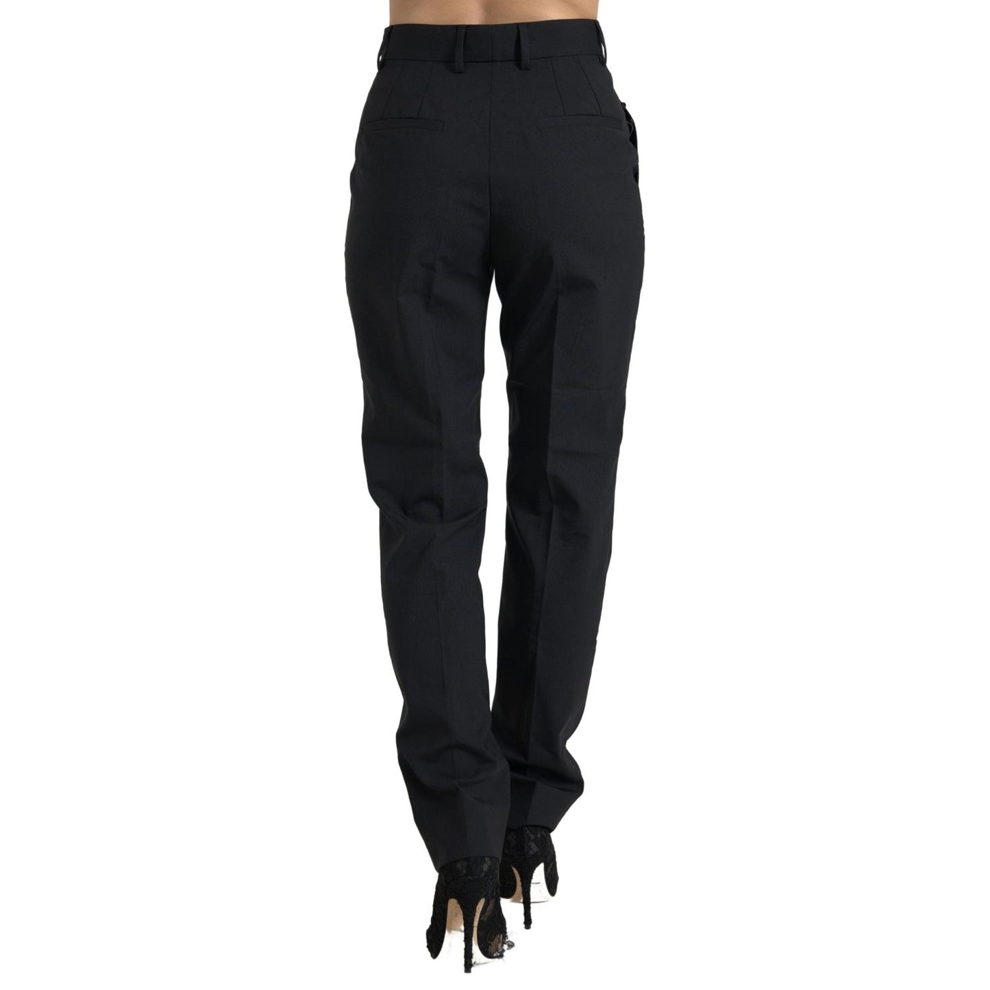 Dolce & Gabbana Black Wool High Waist Tapered Pants PAN74763-38
