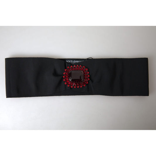 Dolce & Gabbana Black Crystal Brass Wide Waist Runway Belt