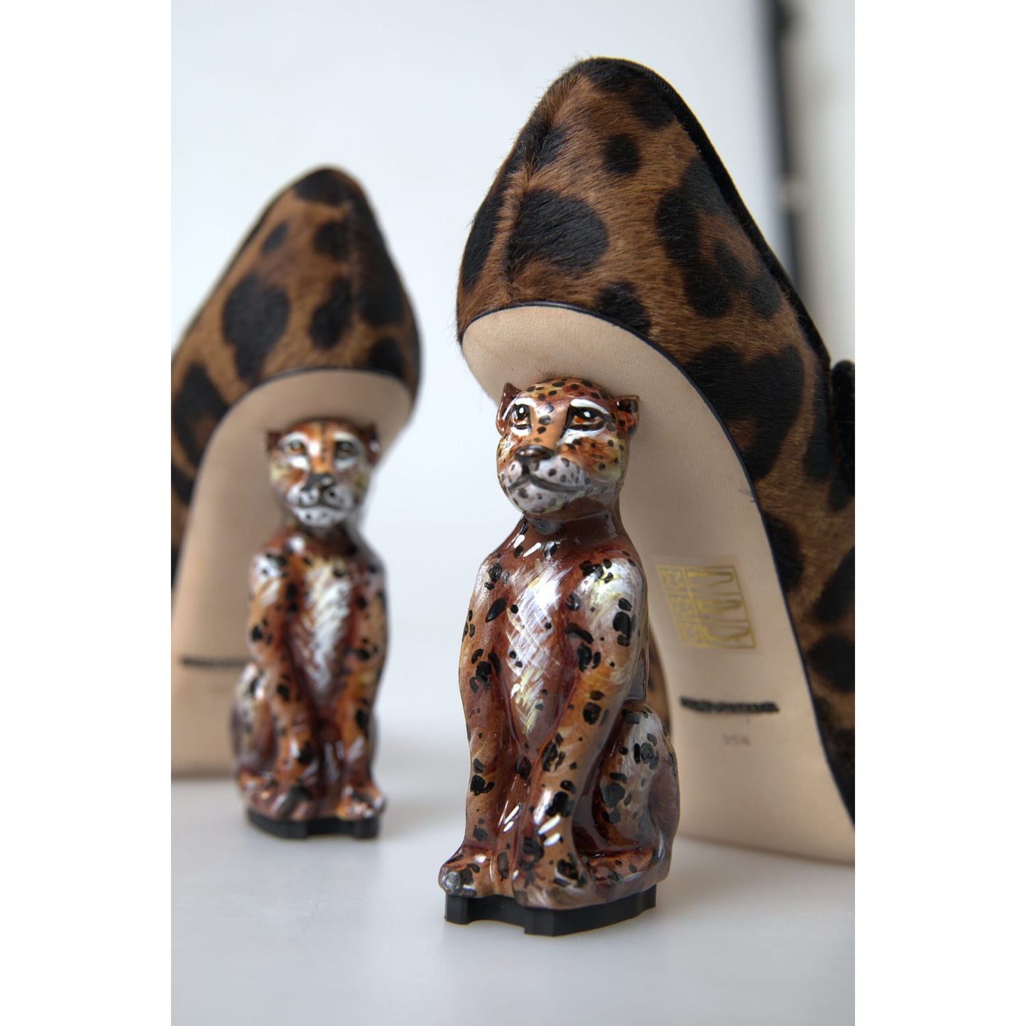 Dolce & Gabbana Black Brown Calf Leopard Heel Mary Jane Pump Shoes