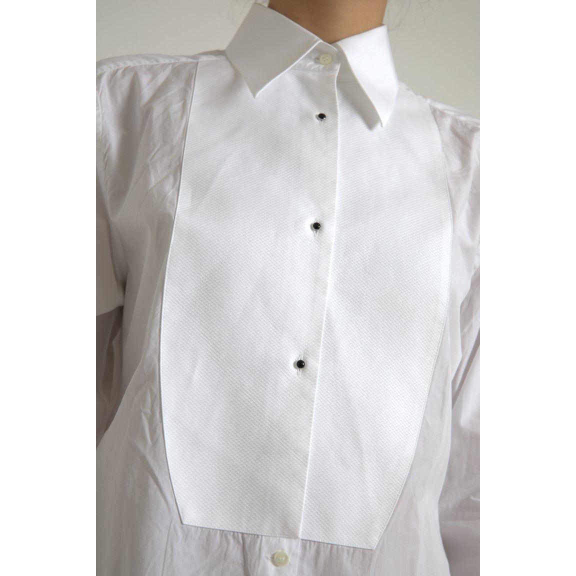 Dolce & Gabbana Cotton Collared Long Sleeves Shirt White TSH84086-46