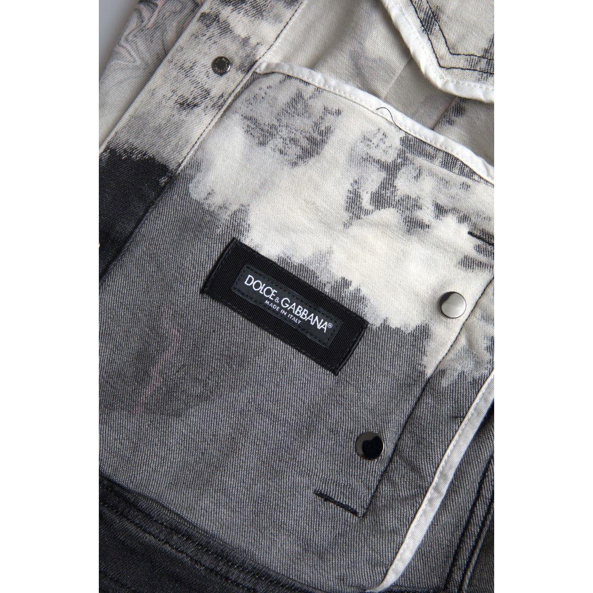 Dolce & Gabbana Multicolor Cotton Collared Denim Jacket JKT3651-IT48
